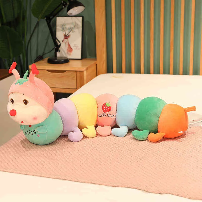 Cm Giant Colorful Cute Caterpillar Peluche Bambola con cotone PP Peluche Animale Grande Cuscino insetti bambini Regali adulti J220704