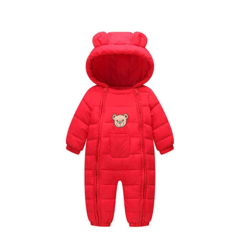 2021 Baby Winter Outerwear Down Jackets Snowsuit Thick Baby Boys Jumpsuit Newborn Hooded Romper Toddler Girls Overalls Jackets J220718