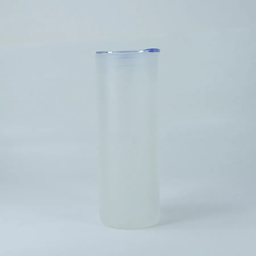 Magazzino degli Stati Uniti 25 once di sublimazione bicchiere di vetro smerigliato tazze di vetro con coperchio cannuccia bottiglia d'acqua portatile all'aperto B6295E