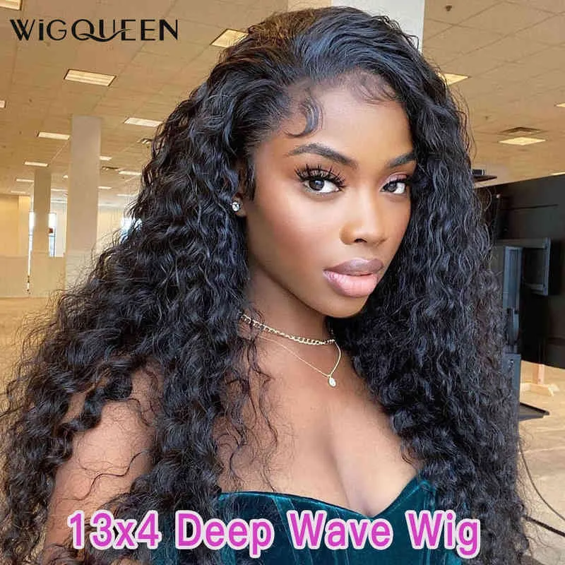 X HD Lace Brontal Wig Wave Deep Wave X الأمامية للنساء للشعر البشري مجعد البرازيلي الكثافة 220606