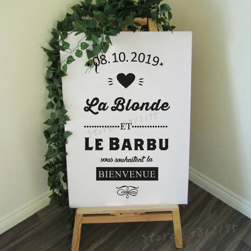 La Blonde et le Barbu vinyl spiegelstickers aangepaste datumteken stickers