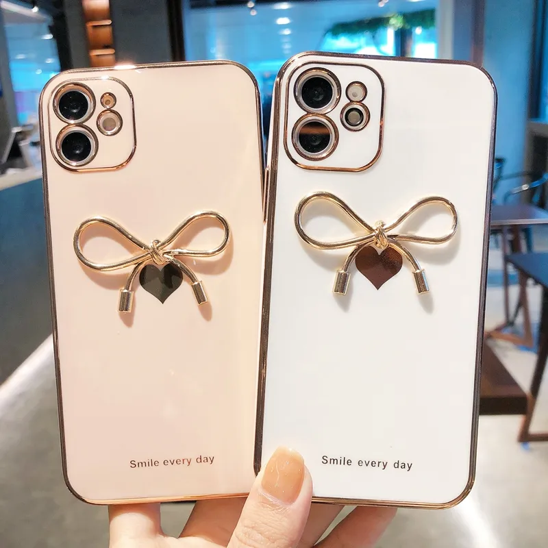 love pattern bowknot phone case for iphone 11 12 13 pro max xs x xr 7 8 plus mini se soft silicone shockproof cases cover