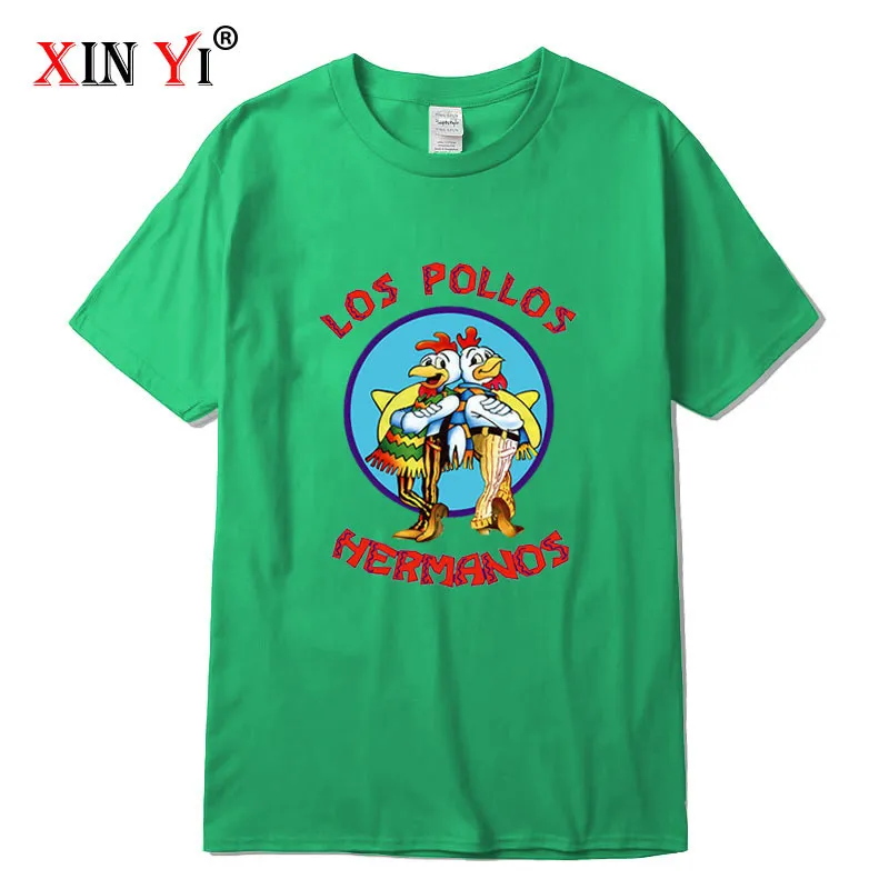 Camiseta masculina de alta qualidade XIN YI 100 algodão Breaking Bad LOS POLLOS Chicken Brothers estampada casual engraçada camiseta masculina 220624