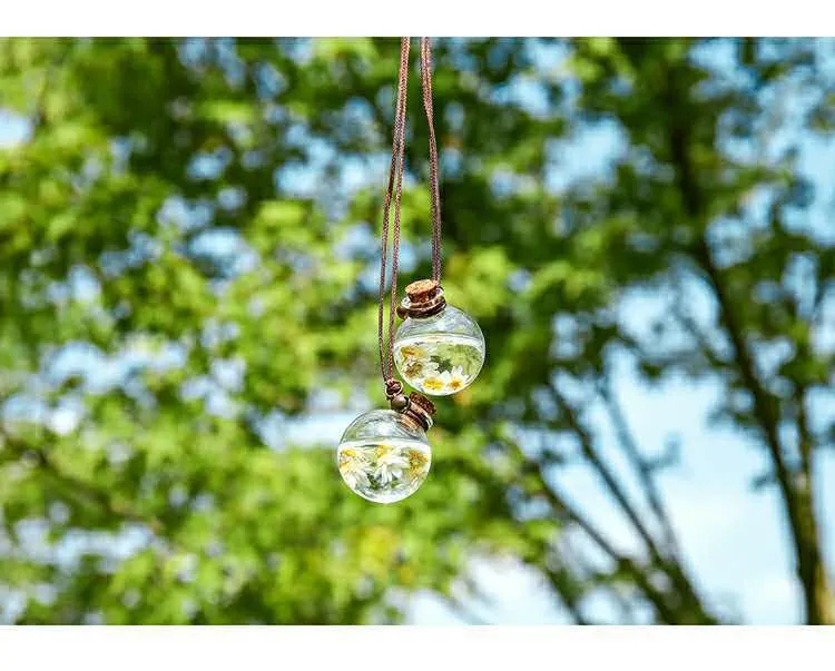 Bouchon en bois de petites bouteilles de parfum vides à accrocher pour voiture de 10Ml, avec fleurs