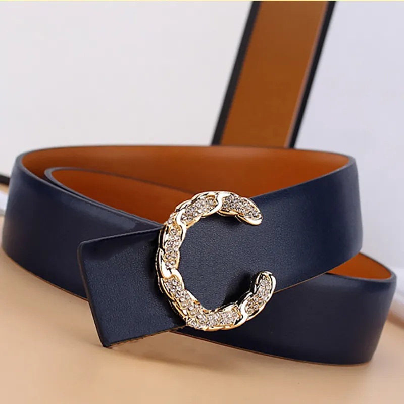 Luxury Designer Belt For Women Pu Leather Fashion Little Gems Belts Letter C Big Buckle Mens Ceintures Cintura High Quality Red 2207273XQ