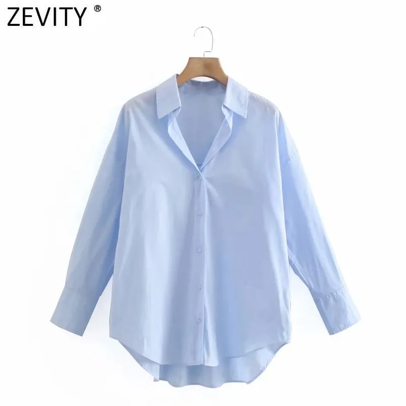 Zevity Women Simply Candy Color Casual Slim Poplin Shirts Office Ladies Long Sleeve Blouse Roupas Chic Chemise Tops LS9405 220725