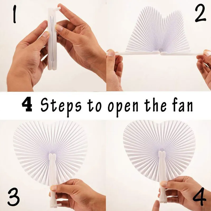 30st White Folding Fan Blank Heart Form Festival Hand Party Gift Diy målning Prop Birthday Wedding Decorative 220720