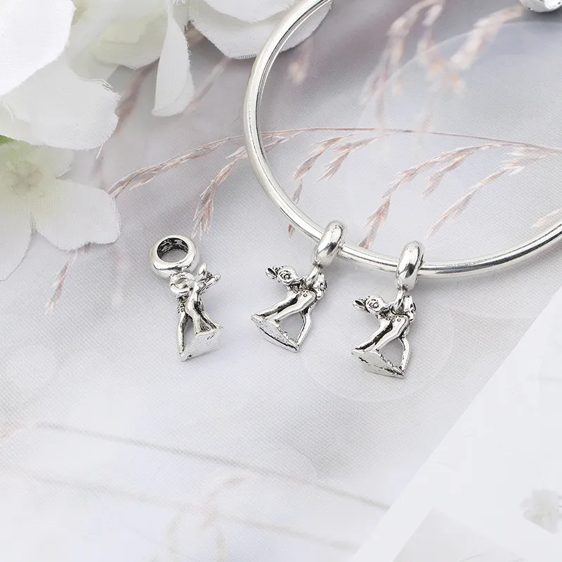 925 Sterling Silver Dangle Charm Novo pegada animal Note musical Crown Boy Pingente Pingente Fit Pandora Charms Bracelet