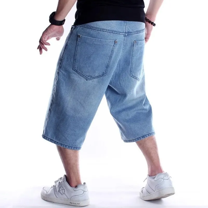 ebaihui men short jeans夏のルーズワイドレッグデニムパンツヒップホップ男性スケートボードスワグバギーカプリブルーデニムショーツビッグサイズ30-46