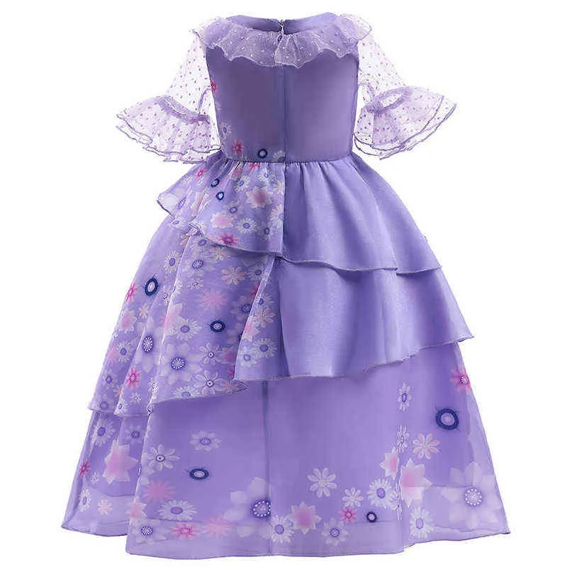 Encanto Cosplay Costume Girl Dress For Carnival Halloween Princess Party Clothes Charm Flower Ruffs Long Dress Girl Dress H220801