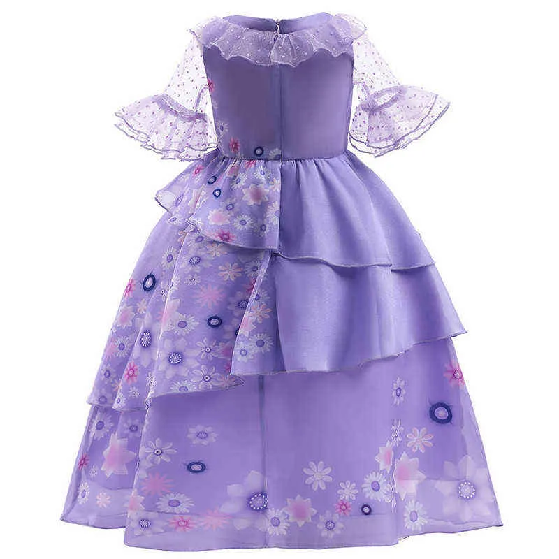 Encanto Cosplay Costume Girl Dress for Carnival Halloween Princess Party Ubranie urok kwiat Ruffs Długość sukienka dziewczyna sukienka H220801