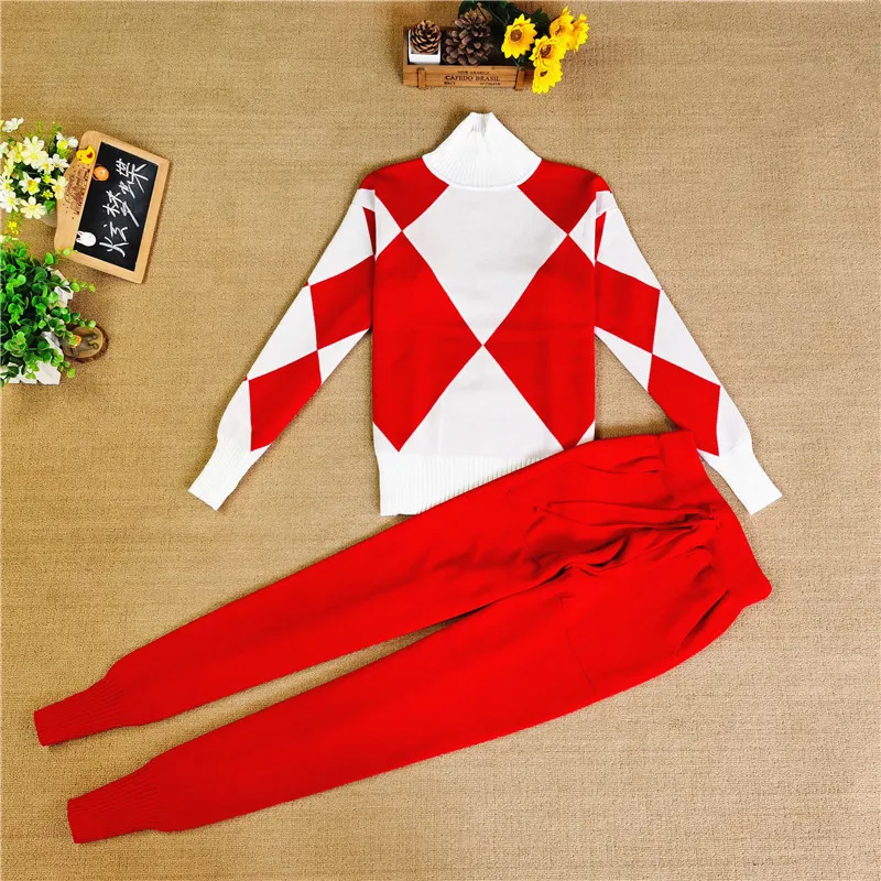 Kvinnor Tracksuits Geomatric Women Sweater Suits sets Autumn Winter Thick Soft K 220823