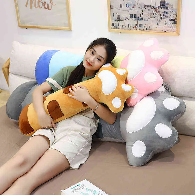 CM KAWAII LONG CAT LEG CUDDLEDSFIEDED RAINBOW ORNAMENTAL CUSHION HOME DECOR BED SLOINES J220704