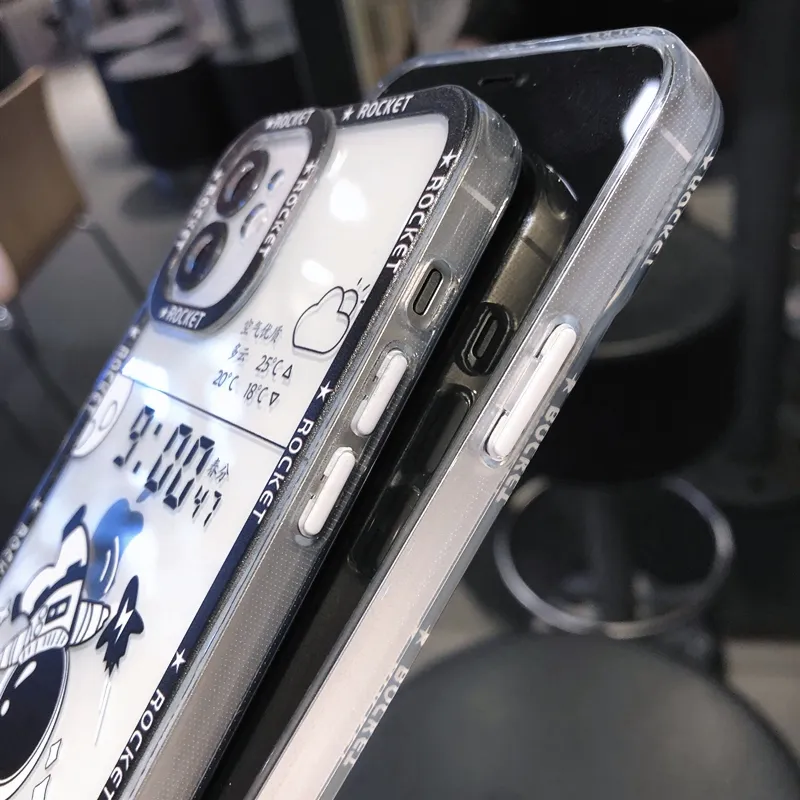 Del fumetto Trasparente Astronauta Custodie Del Telefono il iPhone 11 12 13 Pro Max XS X XR 7 8 Più SE 2020 sveglio Del Respingente Della Copertura Posteriore7318110