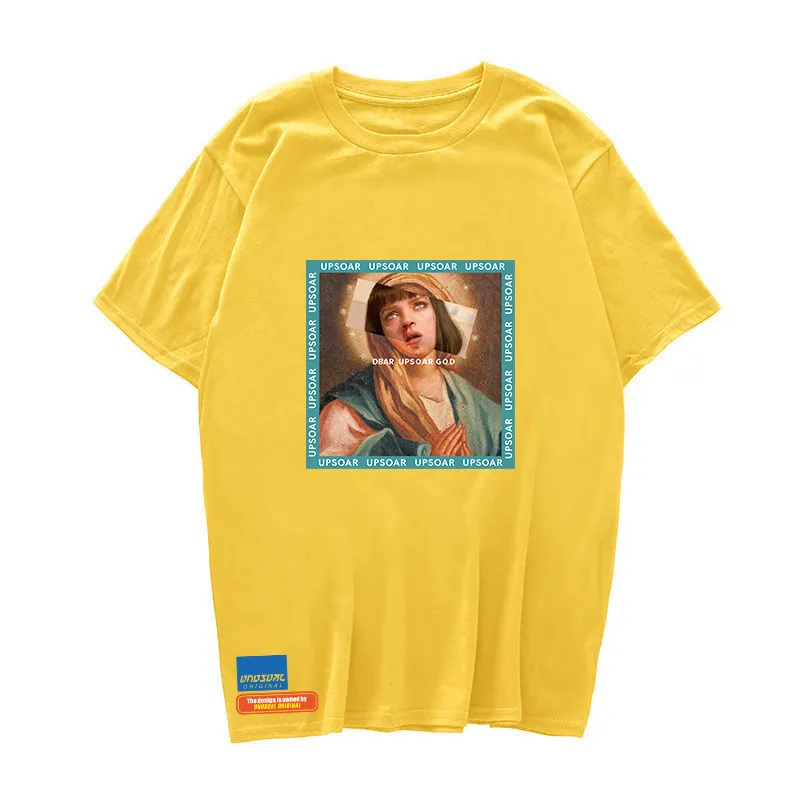 Мужские футболки Девы Марии с забавным принтом и короткими рукавами, летние повседневные топы в стиле хип-хоп из 100% хлопка, футболки, уличная одежда 220713