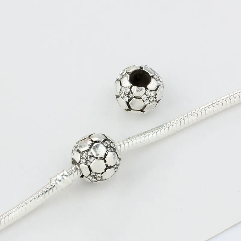 925 Sterling Silver Dangle Charm Football Beads Beads Bead Fit Charms Pulsera Diy Accesorios de joyería11955552