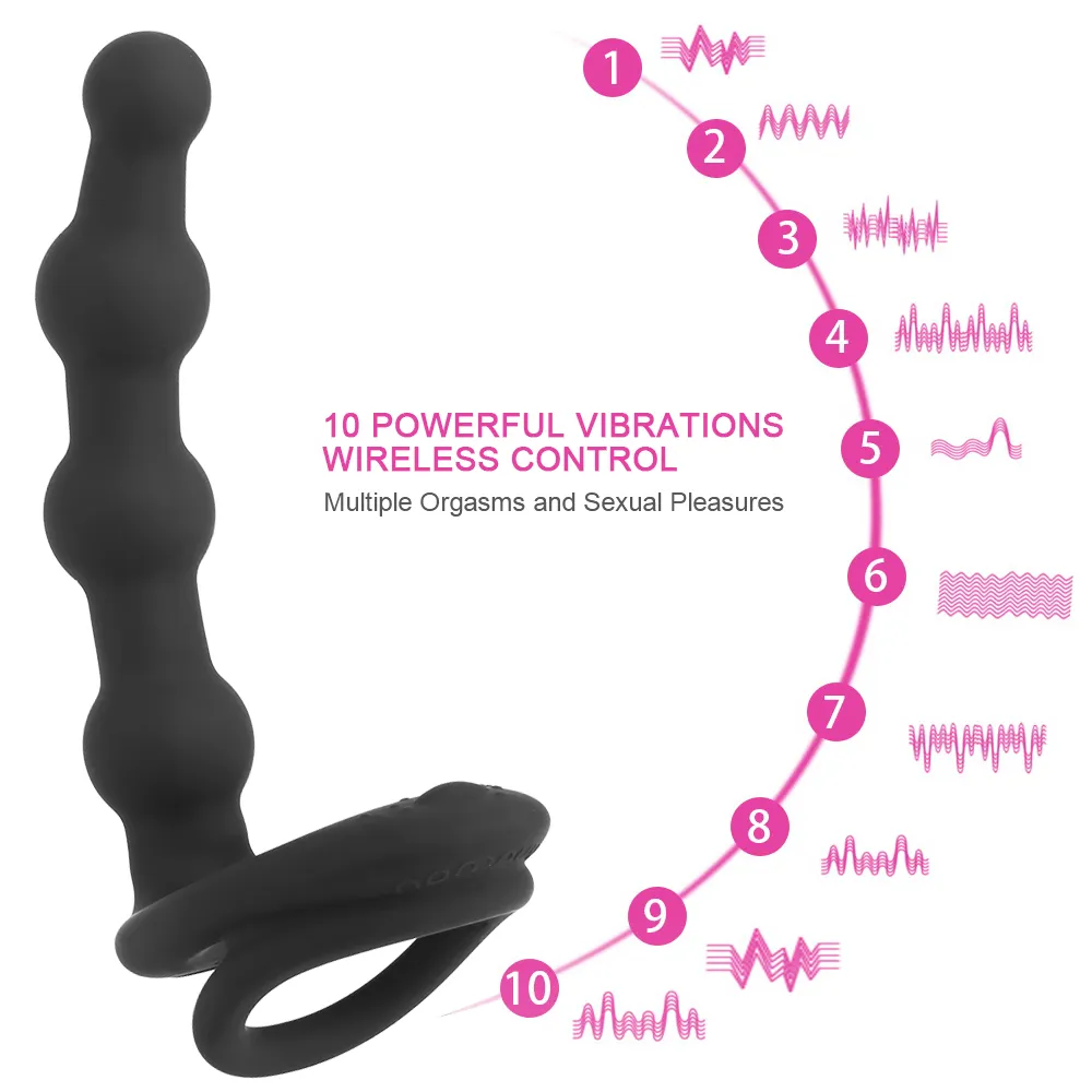 Retarder l'éjaculation gode vibrateur godemichet anal perles anales anneaux de pénis 10 Mode Massage de la Prostate jouets sexy pour hommes