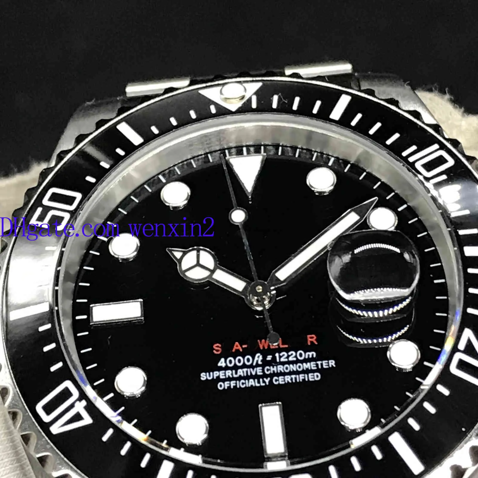高級メンズ腕時計ステンレス鋼メンズ腕時計 43 ミリメートルブラックセラミック 2813 自動機械式水泳防水超発光腕時計