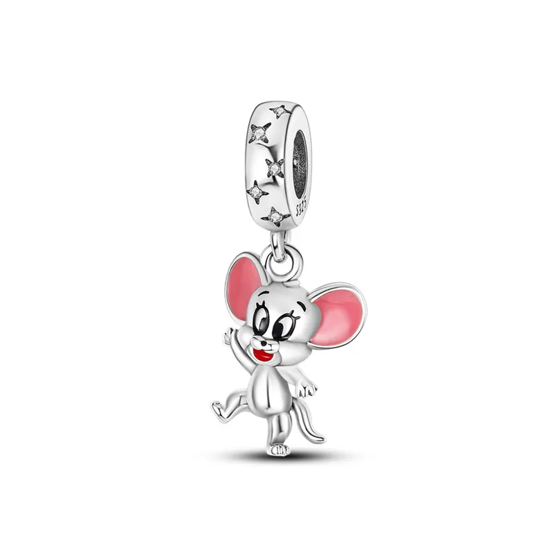Nowy s925 Srebrny urok luźne koraliki koraliki z damski film postać Little Bear Oryginalne dopasowanie bransoletki pandora myszy mysz