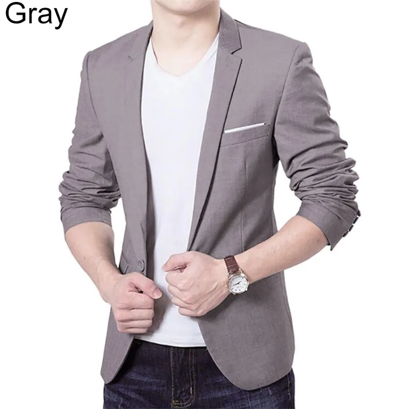 Chaquetas para hombres Moda Hombres Slim Fit Formal Un botón Traje Business Blazer Abrigo Chaqueta Tops Traje Masculino Oficina Negro Azul 220527