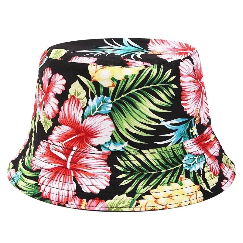 Flower Print Bucket Hat Reversible Fisherman Hat Women Men Outdoor Travel Sun Hat Panama Bucket Cap Hats For Girl 220514