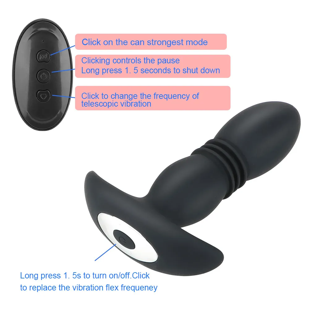 sexy Toys for Men Prostate Massager Telescopic Vibrating Wireless Remote Control Erotic Dildo Butt Plug Vibrator Anal