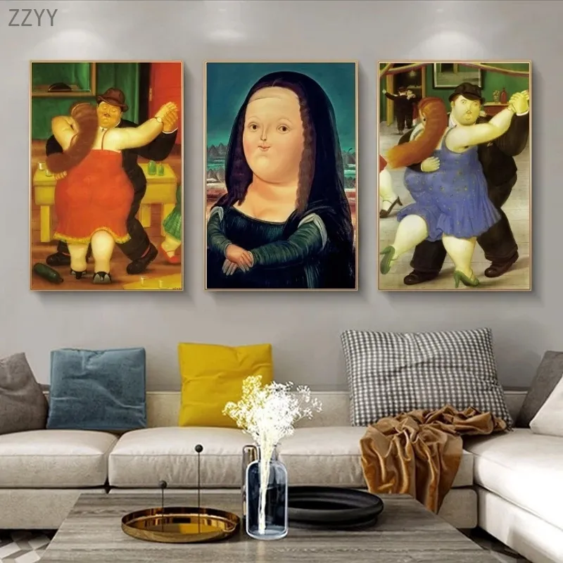 Fernando Botero Famous Canvas Painting Huile Fat Couple Danse Affiche et imprimerie Picture d'art mural pour Livin Room Decoration Home4140864