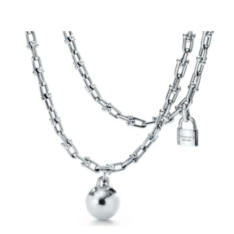 Fashion hardwear jewelry necklace designer luxury Horseshoe pendants series necklaces Rose Gold Platinum Chain diamond adult jewel258b