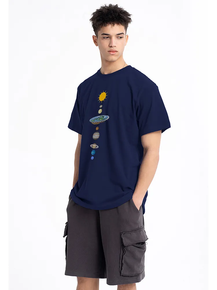 Мужская футболка с принтом «Космическая Солнечная система» и «Планеты» Свободная одежда больших размеров Футболки с обычными рукавами Мужская модная повседневная футболка 220621