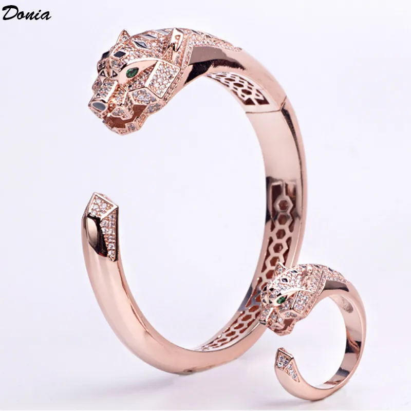 Donia Jewelry, роскошный браслет для вечеринки, европейская и американская мода, леопардовый титан, микромозаика, цирконий, дизайнерское кольцо Set311F