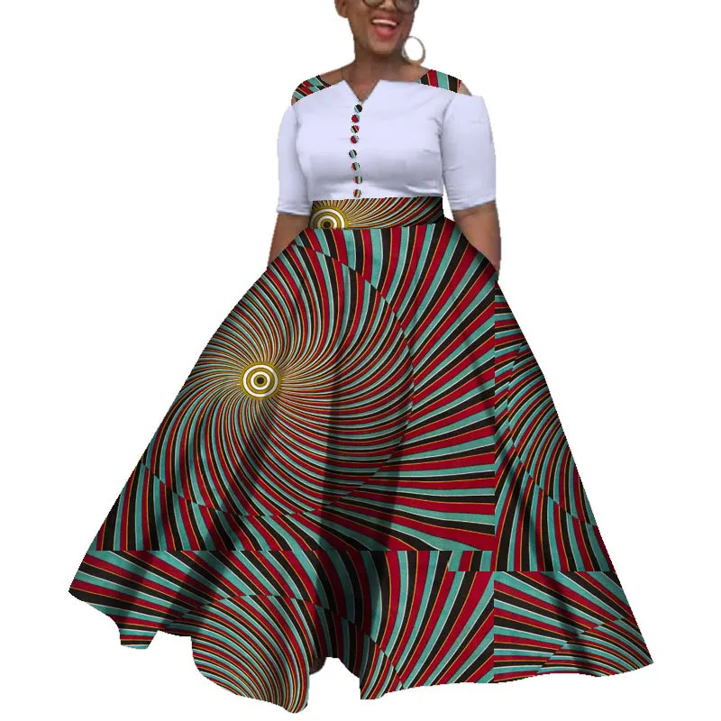 Summer Africa Dress For Women A-line Floor-length Dresses Formal Ankara Fashion Dress African Cotton Print Wax Gown WY3835