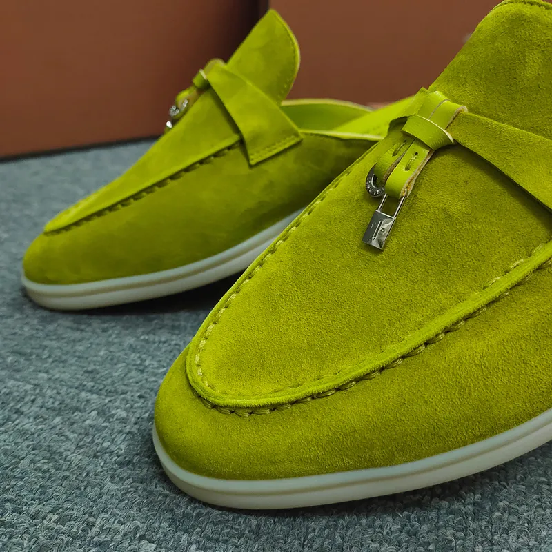 LP Shoes Luxury Designer Mules Top Quality Babouche Charms Walk Slippers Sepatu Wanita Desainer Mewah Beige Loafers Kulit Kualitas 220611