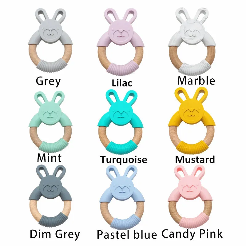 Chenkai Lapin Banane Silicone Anneau De Dentition En Bois Bébé Anneau De Dentition Pour DIY Bébé Allaitement À Mâcher Anneau De Dentition Chaîne Pendentif Collier Jouet 220507