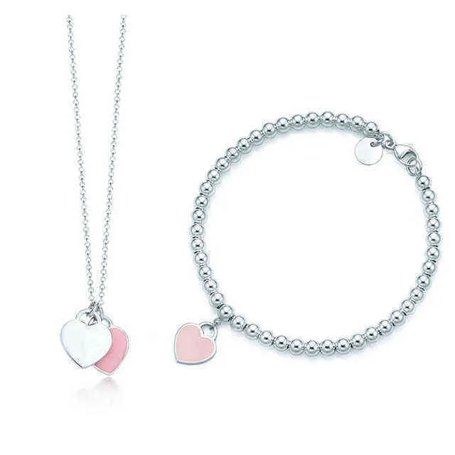 Original Valentines Gift New 925 Sterling Silver Fashion Classic Diy Love Necklace Armband Set Multicolor Valfria Kvinnsmycken Y03294627442