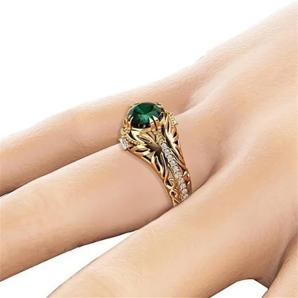 Emerald Color 14K Gold Ploated Ring for Woman Men Betrokkenheid Wedding Ring256H