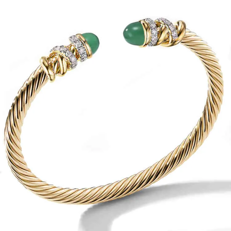 Juwely Fashion Bracelet Frauen gewebter Stahlseil mit Haoshi -Stainls Stahl 18K Gold Open Armband3883987 eingelegt