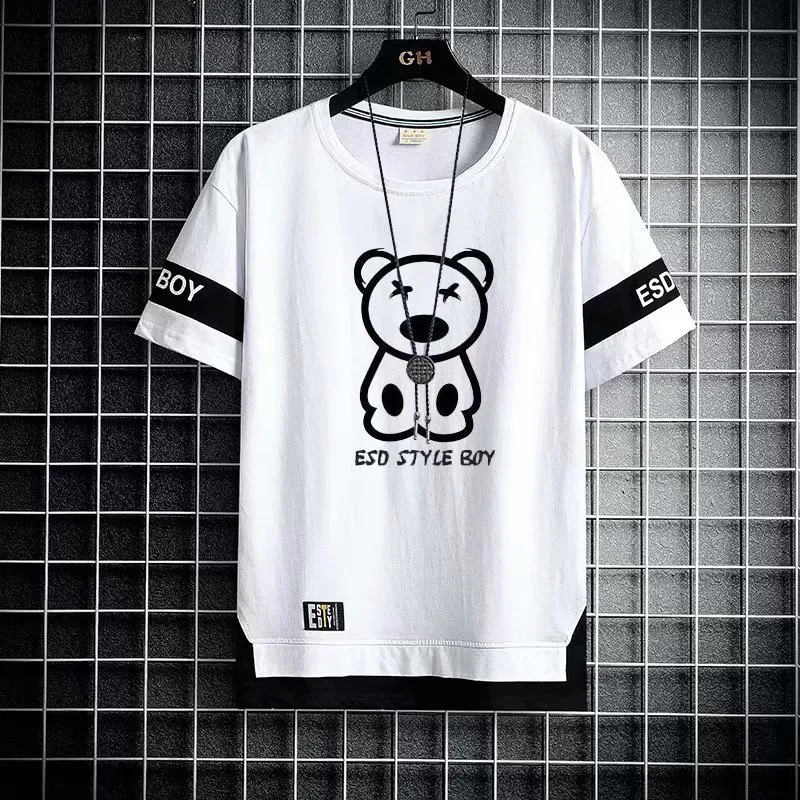 Koreanska modemän s uppsättningar Summer Tracksuit Print Bear T Shirts Sport Shorts Suit Casual Clothing S JOGGERS 220708