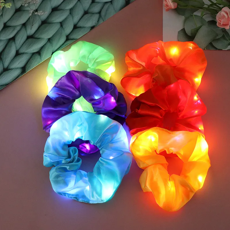 LED LED LEMOINE HAIR BANDS SCRUNCHIES WOMENTS GIRLS ROPE ROPE Simple Wrist Band Rings Rubber Strings Hair Associory Lighting Stage