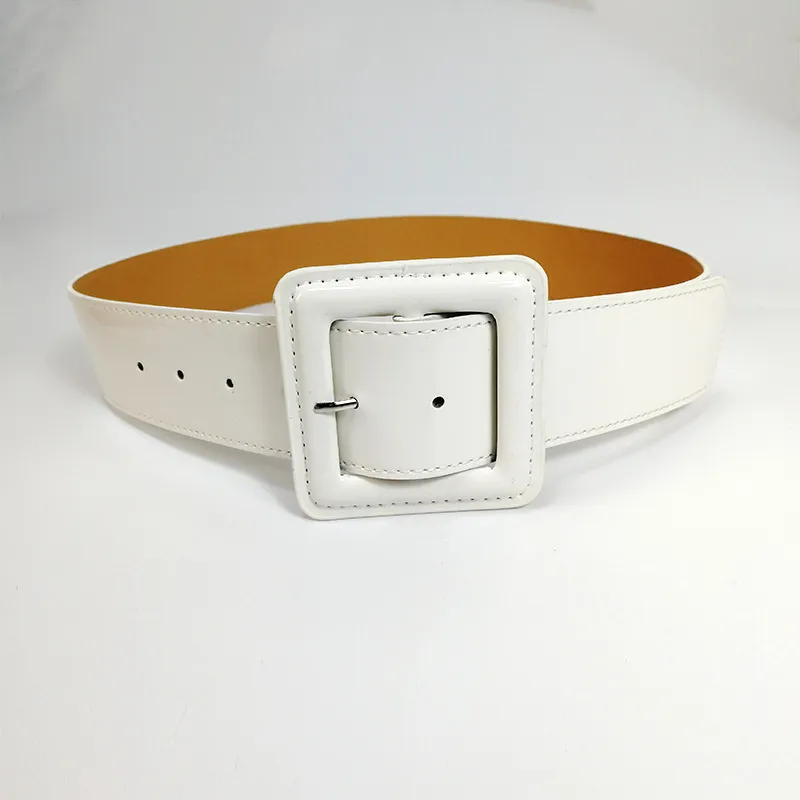 【s/e/o】25SS / EYELET WIDE BELT High Quality Shiny Patent Leather Wide Belt For Womens Dress