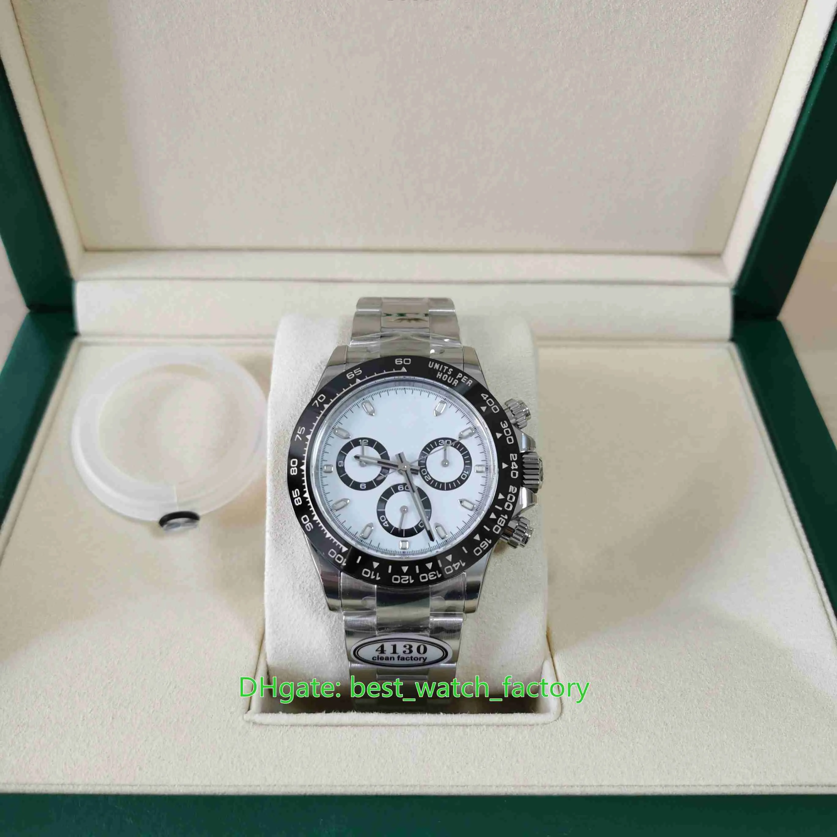 Clean Maker Versão Extra-fina Relógios 40mm x 12 5mm 116500 Cosmograph Panda Cronógrafo CAL 4130 Movimento Mecânico Automático Me2173
