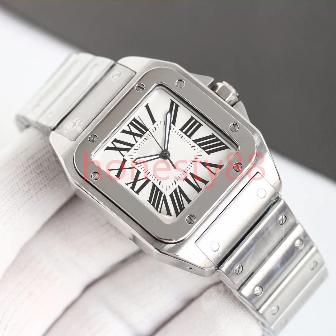 Herenhorloge 35 mm 100 vierkante luxe designer automatische mechanische horloges roestvrijstalen band vouwsluiting Montre De 2745