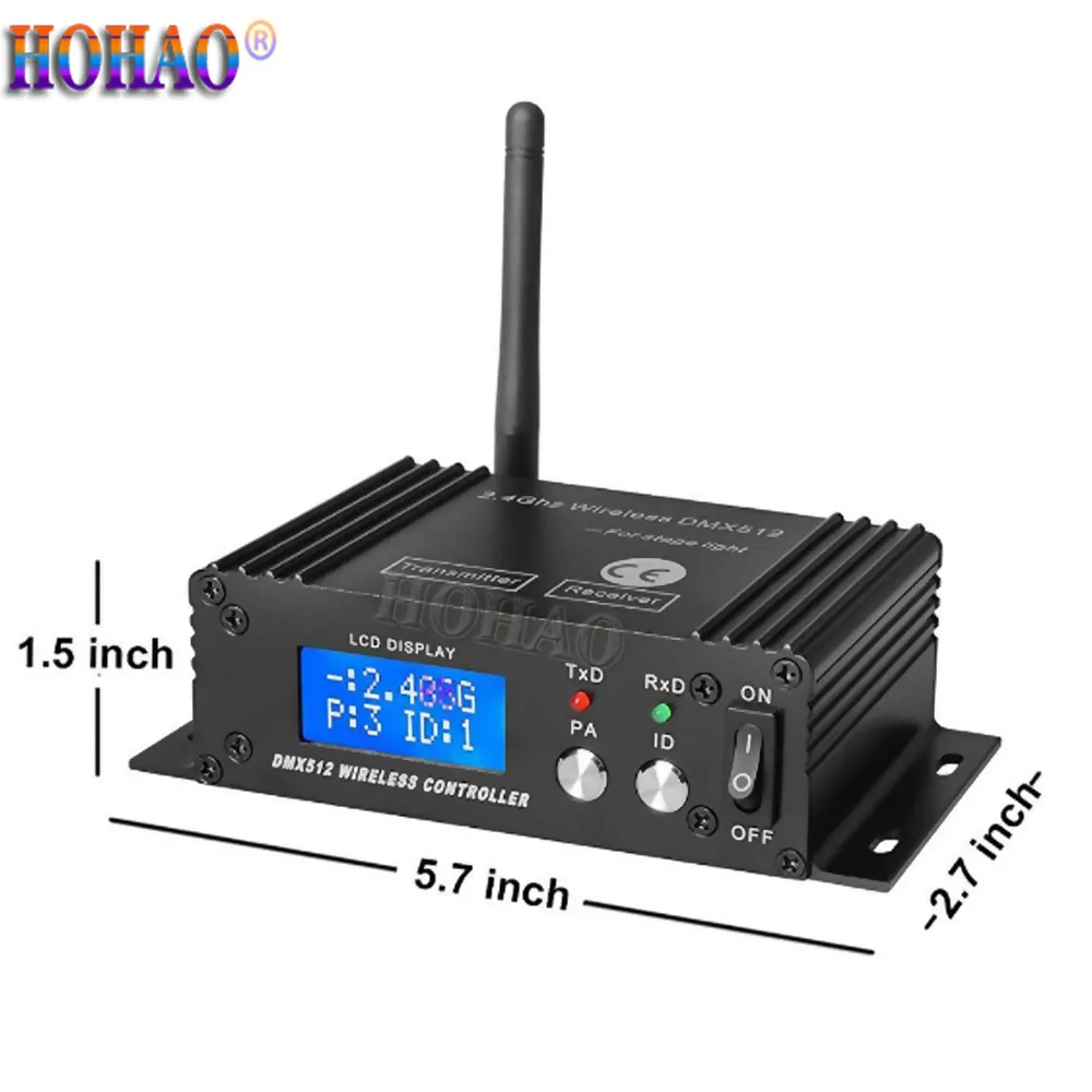 2x HOHAO 2.4G Wireless DMX512 Transceiver Stage Lighting Controller WiFi Led Par Sharpy Beam Disco Dj Lampada 2x Un sacco veloce Spedizione gratuita