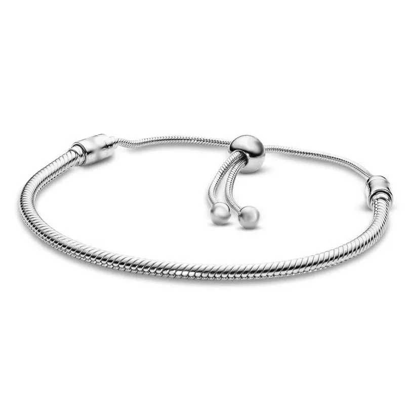 Ny populär 925 Sterling Silver Fashion Charm Original Line Bone Armband Justerbara män och kvinnor Basic armband DIY Jewelry Making7183211