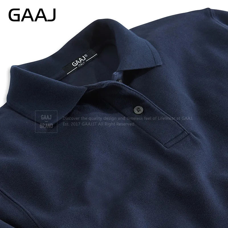 GAAJ 100% zware pure katoen heren polo shirt lange mouwen shirts lente herfst casual merk kleding lege solide heren polos 220408