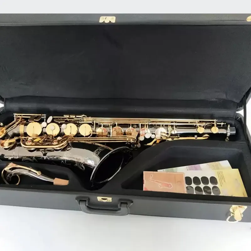 High-end zwart goud origineel 992 structuur drop b tone professionele tenorsaxofoon zwart vergulde tenorsax jazzinstrument