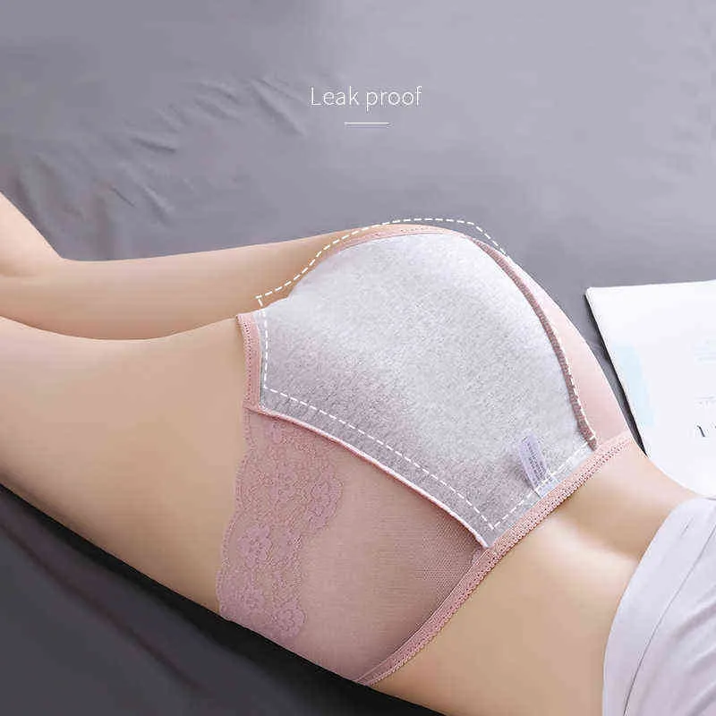 Az Miktar Pamuk Fiziksel Dönem Sızıntılı Menstrüel Panties Seksi Dantel Nefes Alabilir Kadınlar Kalinha İç Giyim L220802