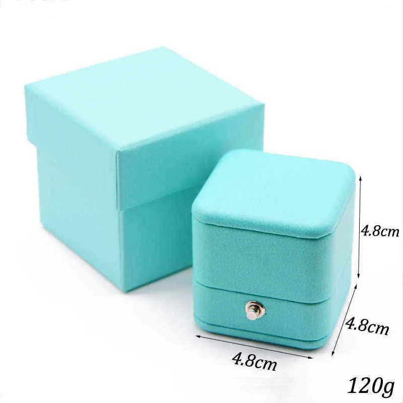 Luxury Romantic Blue Leather Jewelry Gift Box Ring Box Necklace Box Ring Packaging Storage Ring Organizer for Wedding Propose H2208532686