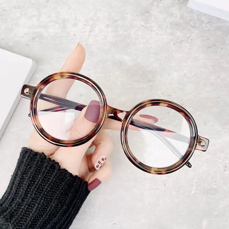 Fashion Sunglasses Frames Thick Frame Round Clear Len Glasses Men Featured Points Spectacles Vintage Circle Women Optical Eyeglass240G