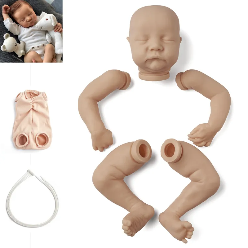 Bebe Reborn Kit 17 cali Baby Levi Winyl Nieprawinowane niedokończone części lalki DIY Blank 220504