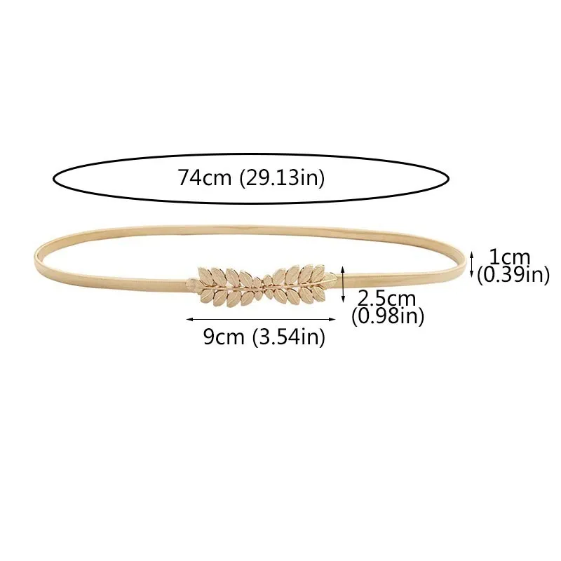 Gold Silver Elastic Belt for Women Flower Leaf Ladies Midjeklänningar Stretch Skinny Metal Female Elastische Riem 220712